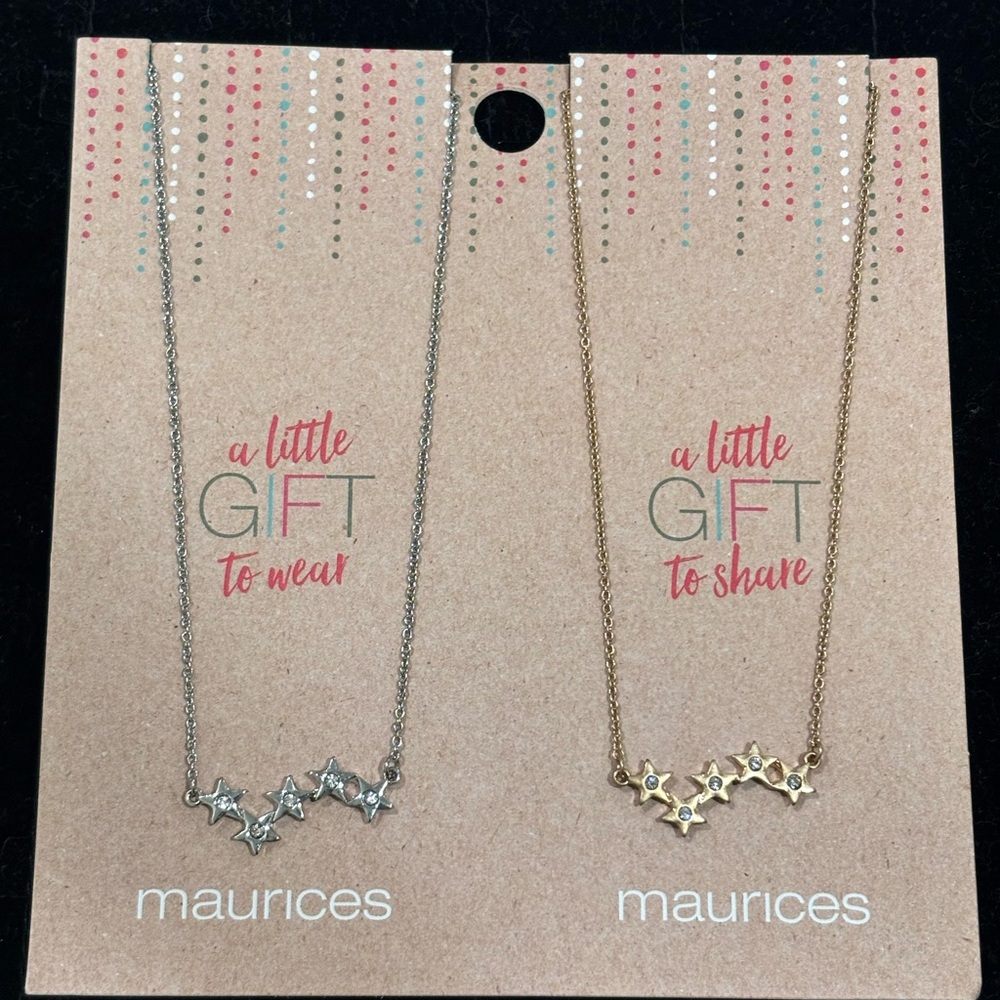 Maurice’s silver and gold plated friendship star necklaces, new with packaging